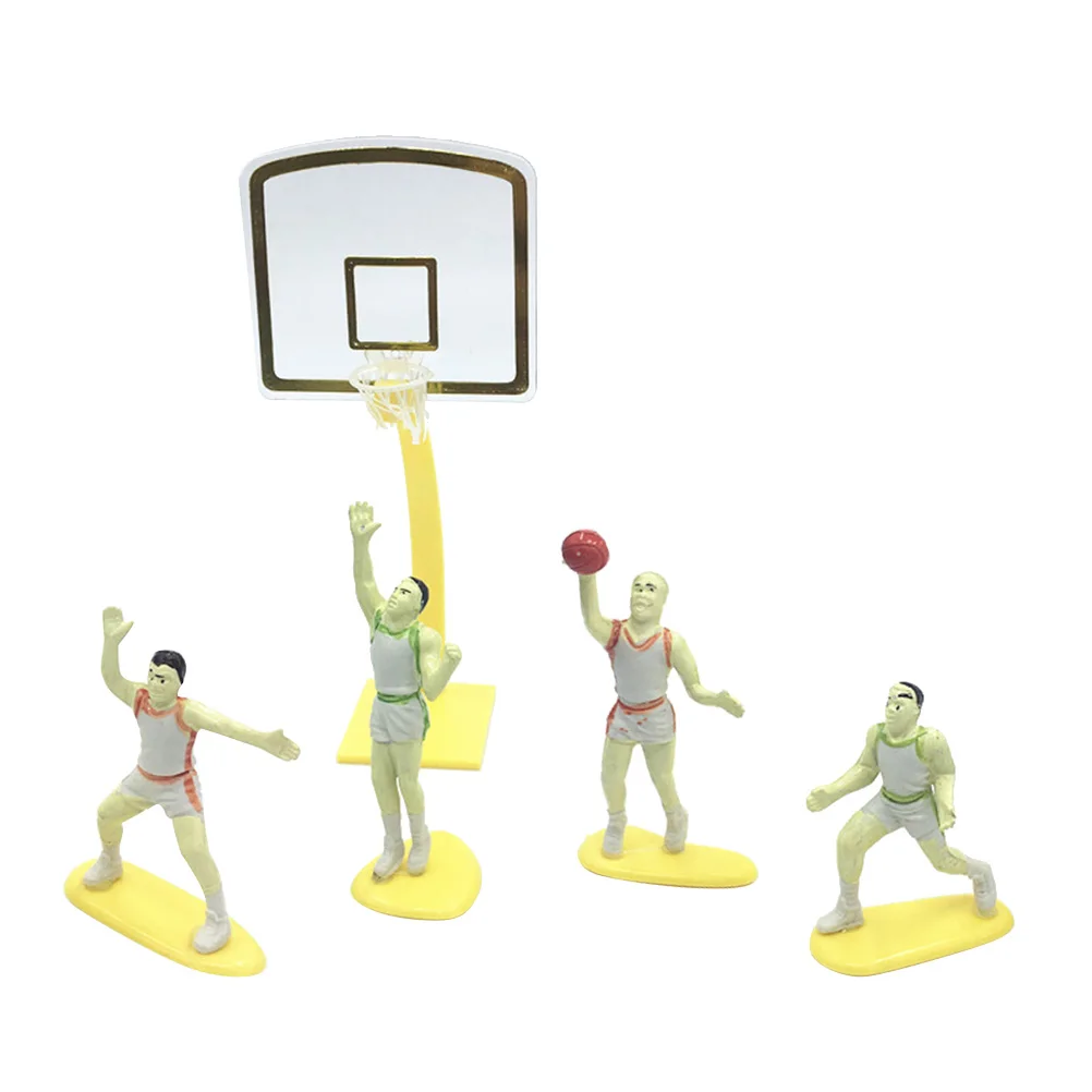 

1Set Basketball Theme Cake Topper Set Includes Upright Basketball Four Players Great for Birthday Party Cake Decor