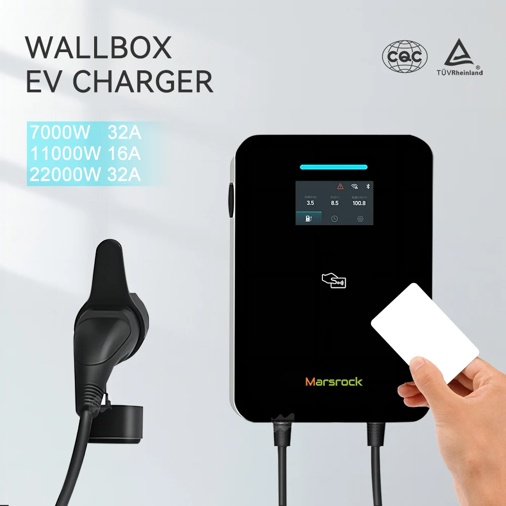 

Electric Vehicle Charger 7KW 11KW 22KW 240VAC 380VAC 16A 32A EV Charging Station LED Screen AC Type2 WIFI Bluetooth NFC