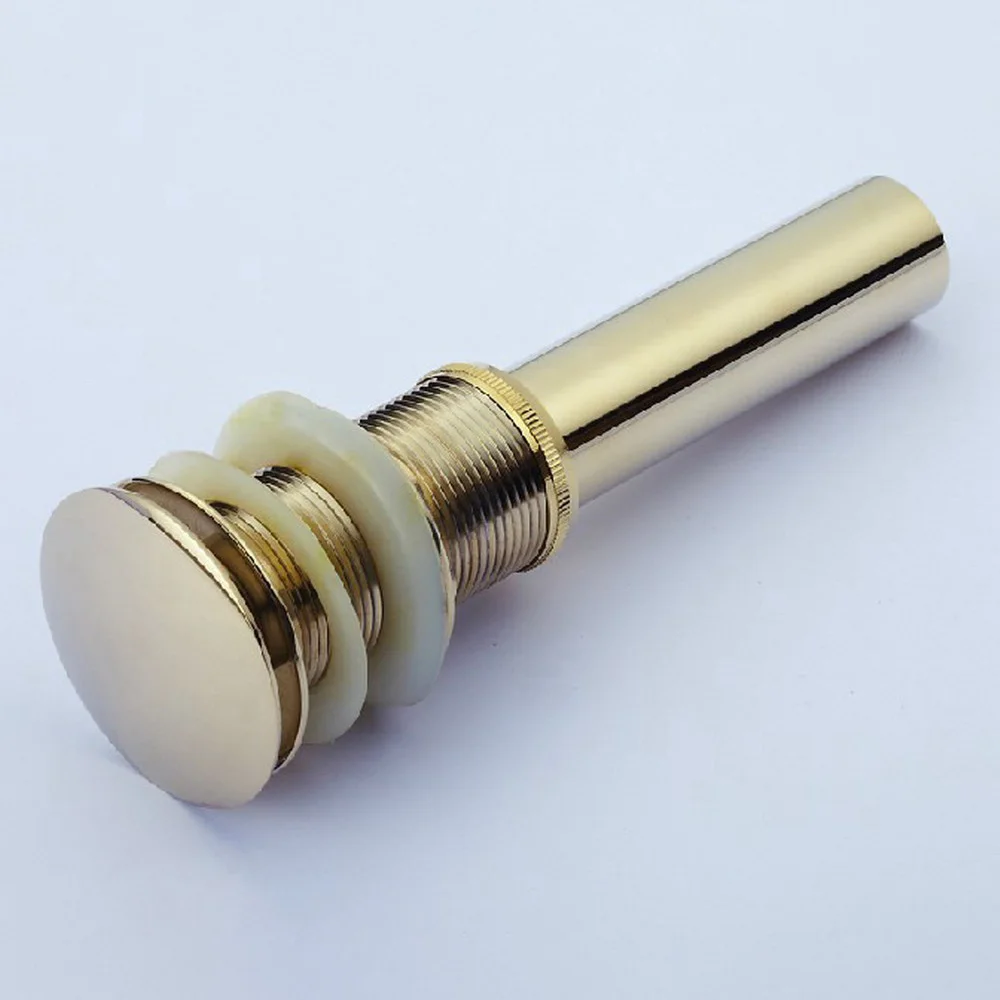 Polished Gold Color Brass Large Round Cap Pop Up Bathroom Sink Basin Waste / Drain Without Overflow Bathroom Accessory msd041
