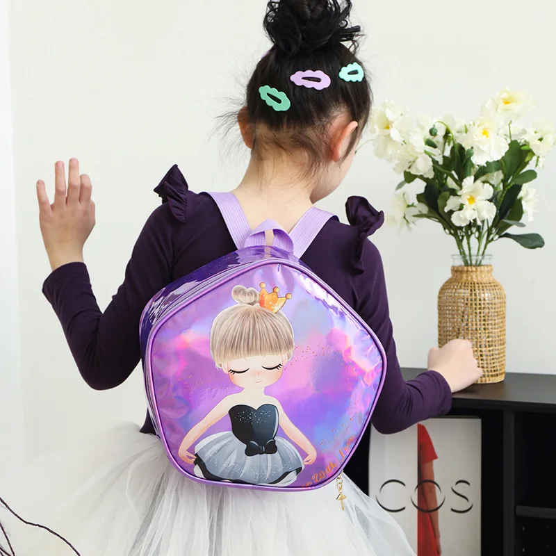 Kids Girls Glitter Laser Ballet Dance Bags Toddler Latin Kindergarten Backpack Fashion Cartoon Children Princess School Backpack