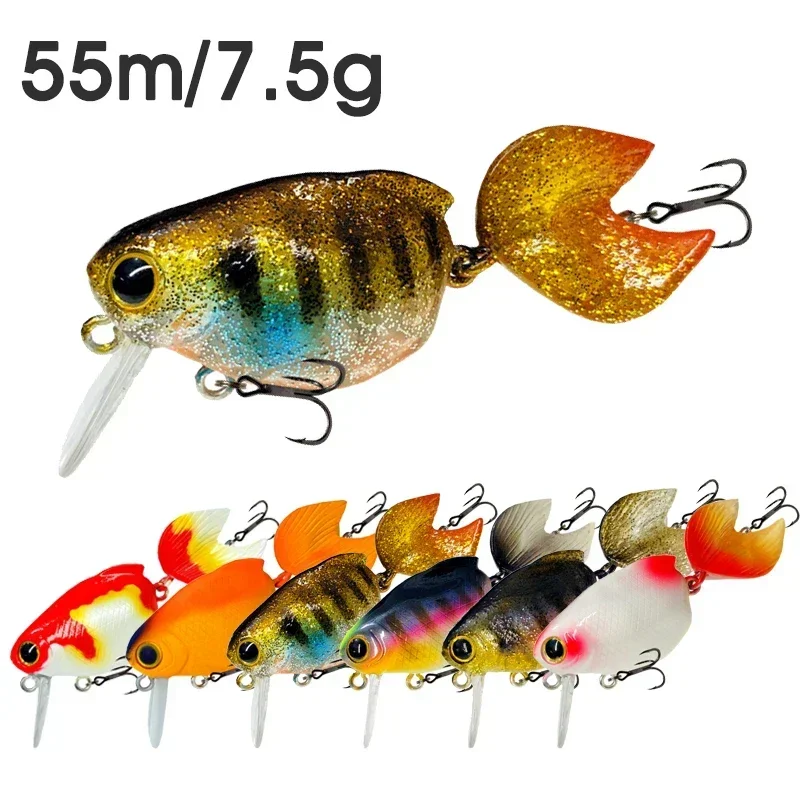 Goldfisch schwimmende Angel köder Kurbel 55mm 7,5g Süßwasser Bass Kurbel Köder Oberfläche künstliche harte Köder Wobbler Barsch Köder