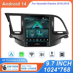 9.7 Inch Android 14 For Hyundai Elantra Avante AD 2015 ~ 2021 Car Video Multimedia GPS Radio Navigation Player CarPlay WIFI BT