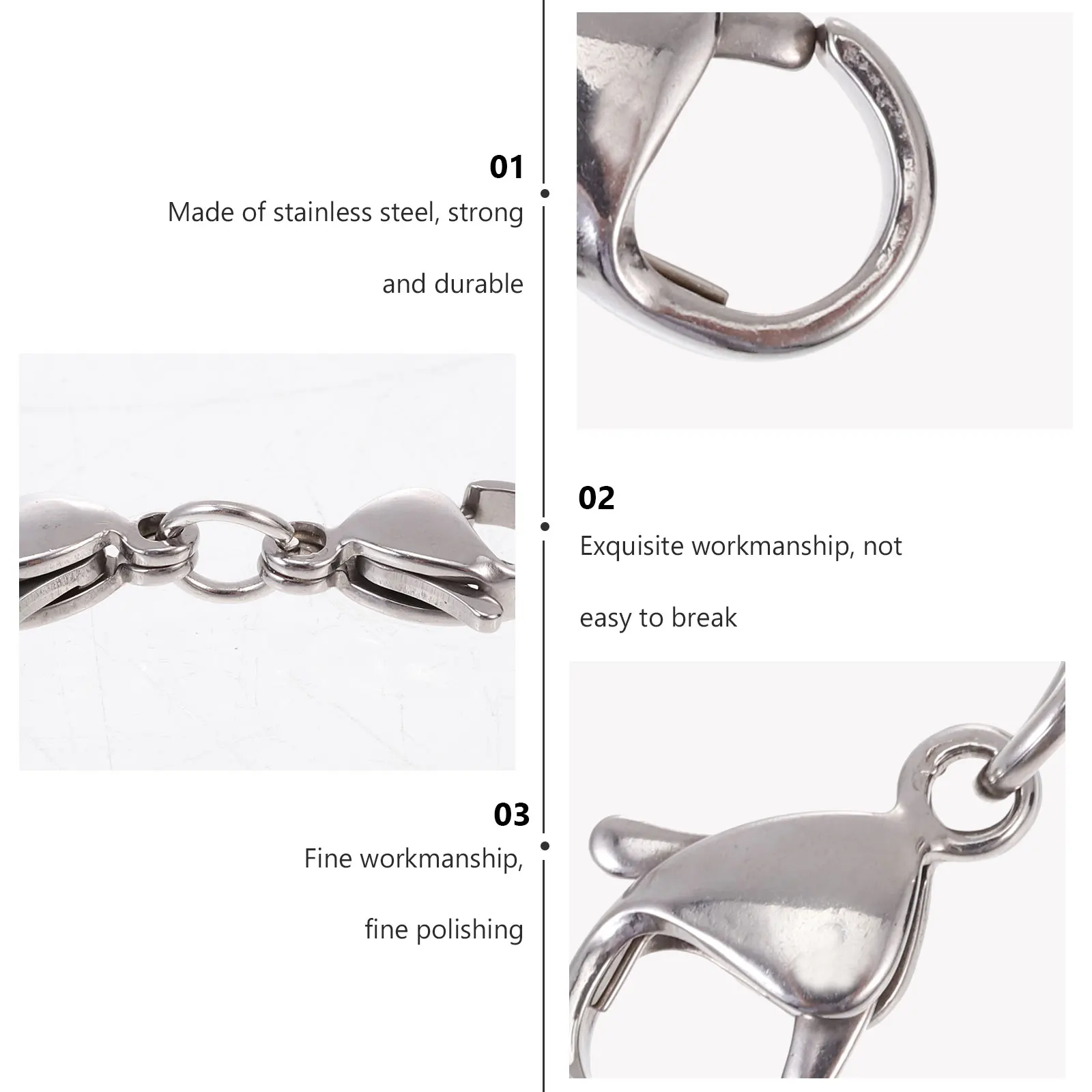 

10pcs Stainless Steel Lobster Clasps Double End Connector Bracelet Necklace Extension DIY Accessories Jewelry Parts