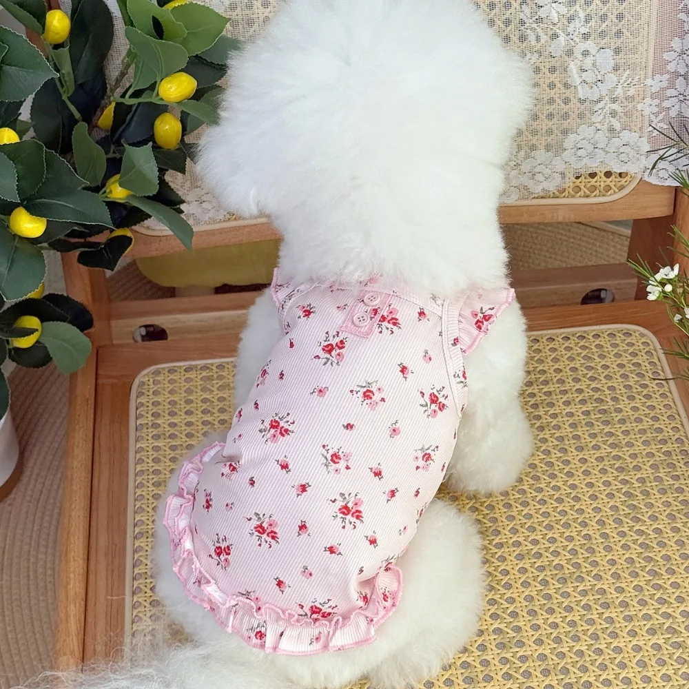 

Pet Costumes Summer Thin Pet Floral Dress Sleeveless Breathable Dog Flower Vest Comfortable Dog Pullover Pet Supplies