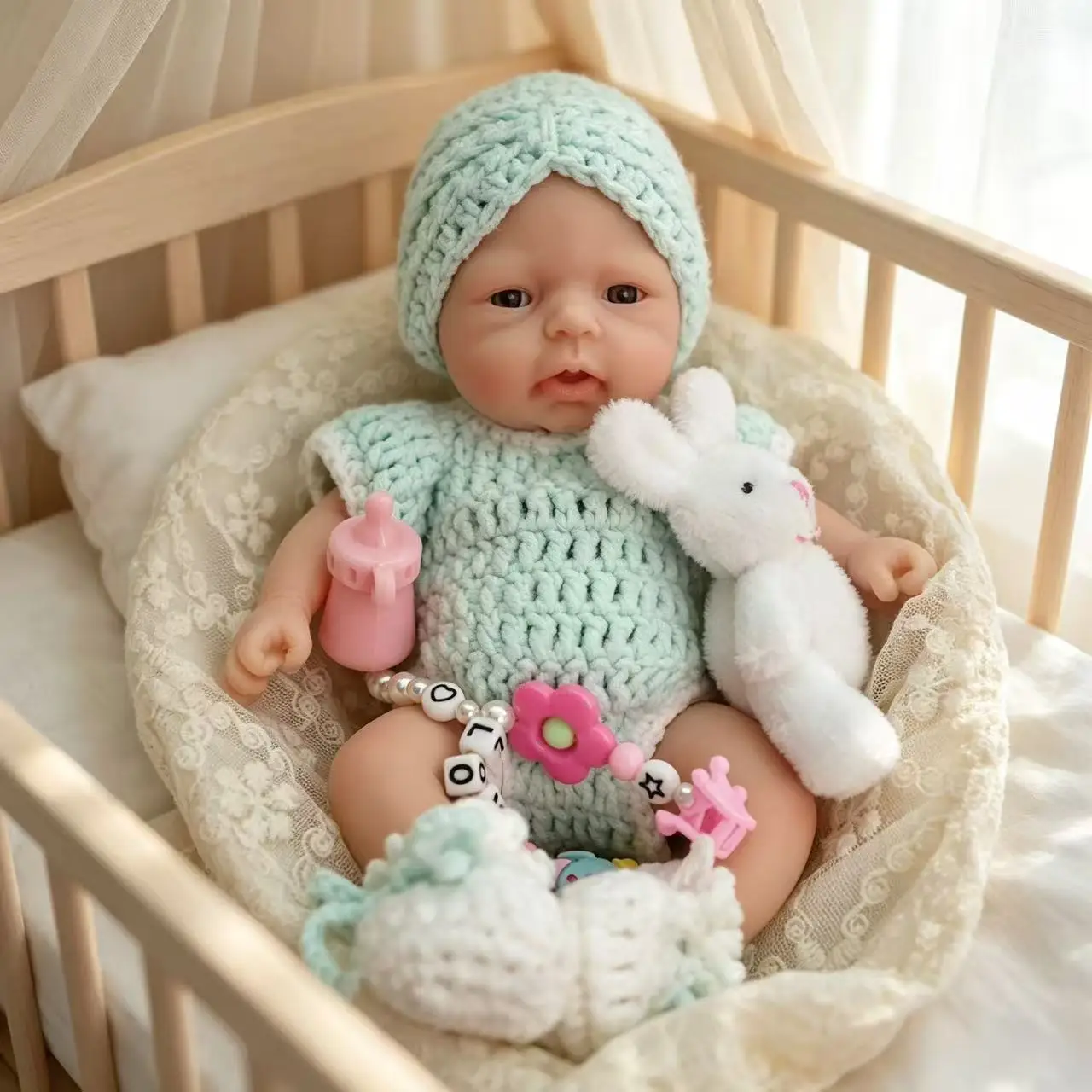 7-Zoll lebensechte Silikon-Mikro-Vorfrühchenpuppe, Ganzkörper-Reborn-Puppe, Anti-Stress-Spielzeug, Überraschungsgeschenk für Sammler und zur Stresslinderung