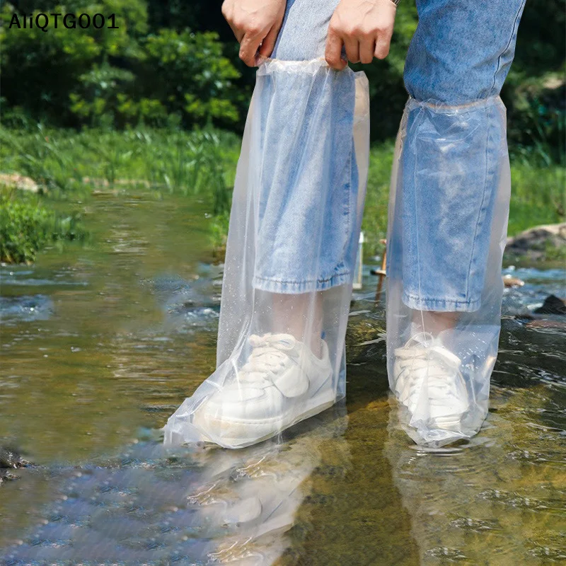 10PCS Transparent Plastic Shoe Covers Disposable Wear-Resistant Waterproof Outdoor Thick Isolation Foot Cover for Rainy Days view 6