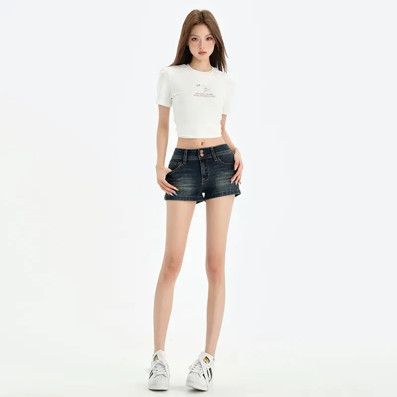 

Summer Deep Blue Shorts New Style Hip Lifting Versatile Spicy Girl Low Waist Cowboy Hot Pants Female Design High Stretch Pants