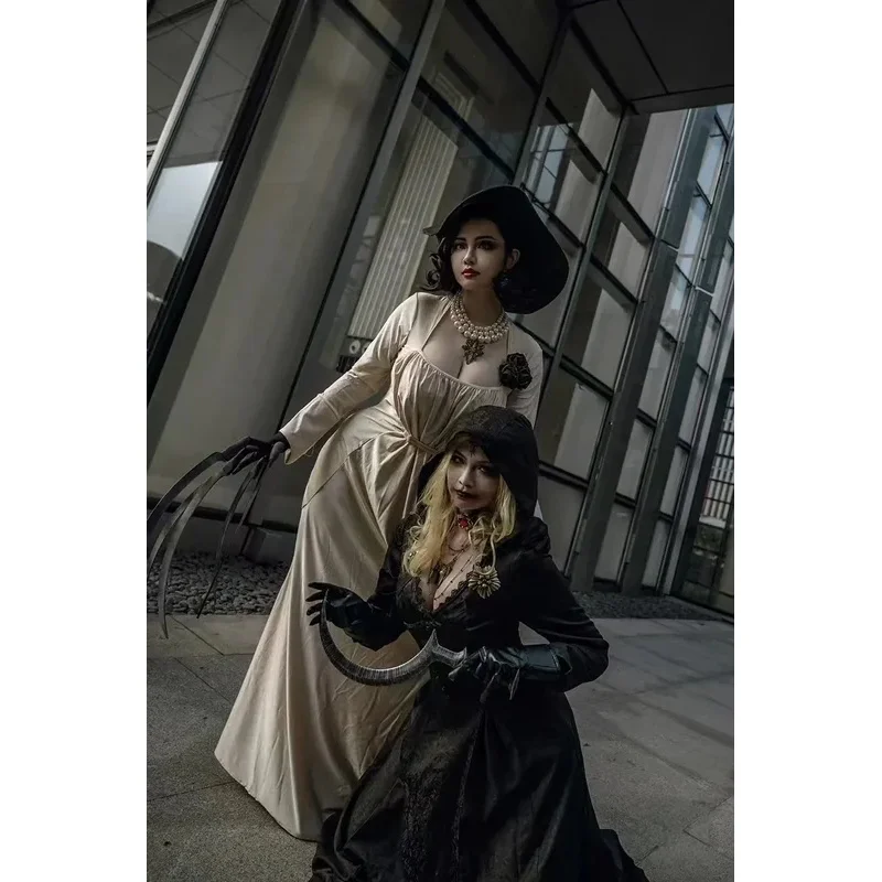 فساتين الشر المقيمة للنساء مصاص دماء سيدة Alcina Dimitrescu أزياء تنكرية بياقة مربعة ملابس أنيقة للخريف والشتاء