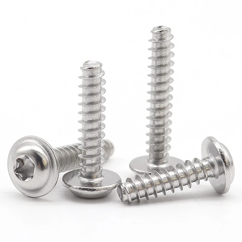 

Torx с шайбой Саморез M2M3M4M5 Нержавеющая сталь 304, шестилепестковая круглая цилиндрическая головка с подушкой, противоугонный винт с плоским хвостом