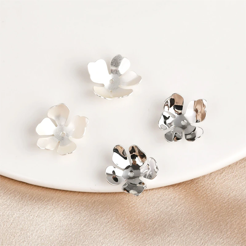 6pcs copper clad 14K gold five petal flower petal piece Beaded DIY hand made jewelry accessories materials