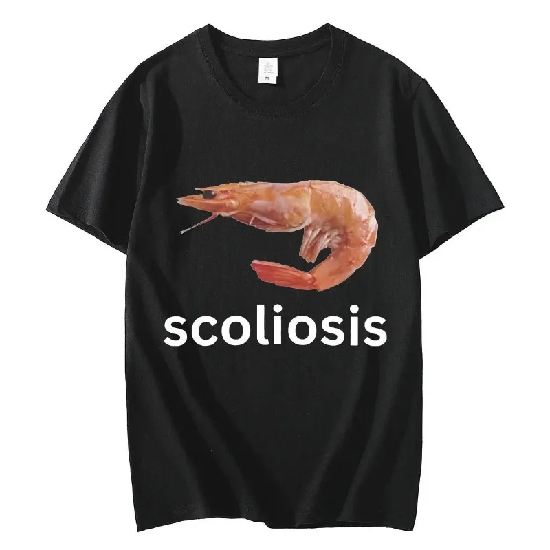 

Funny Shrimp Graphic T Shirt Curved Seafood Meme Tee Unisex Casual Summer Top for Men Women Teens Gift Idea Humor