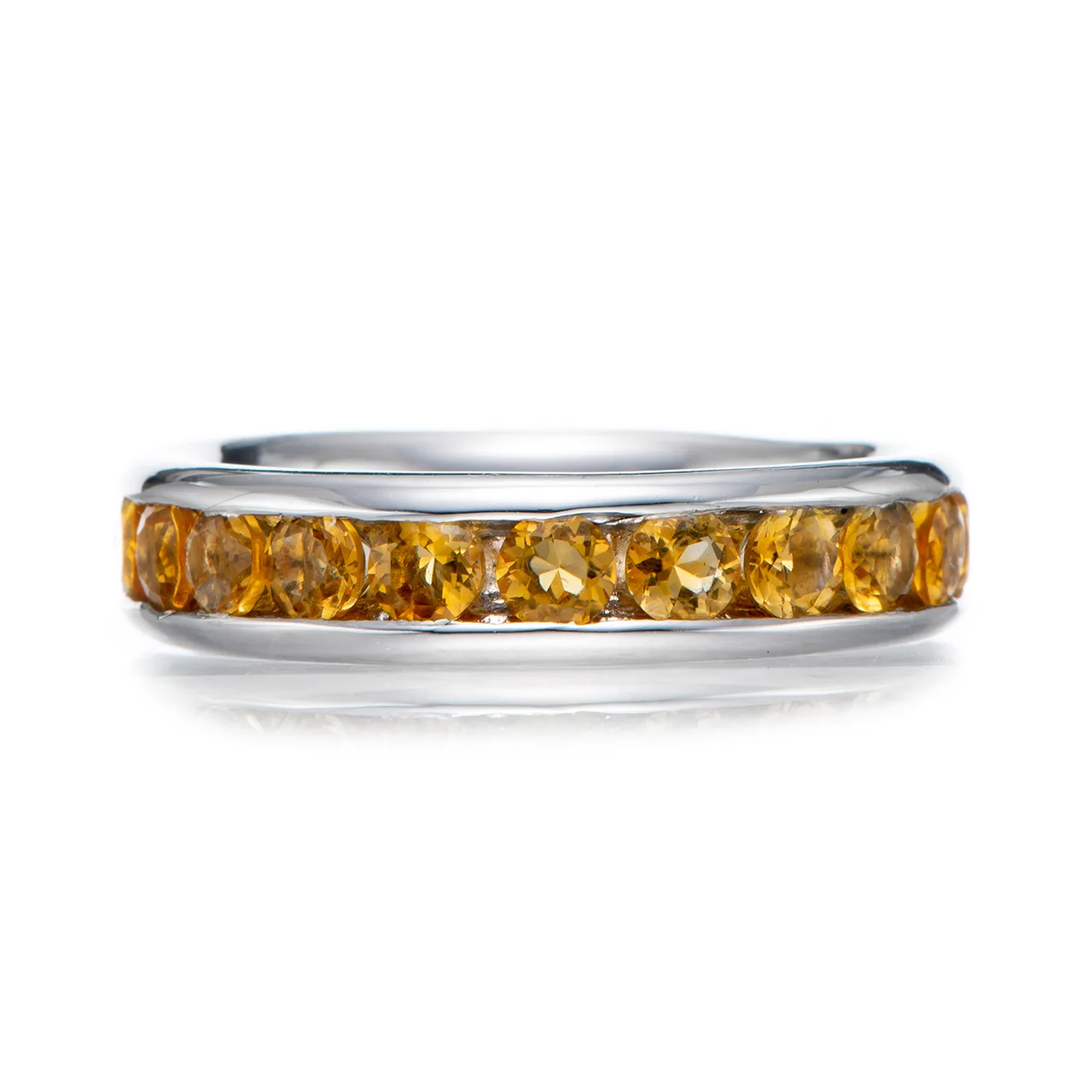 

GESIDE Citrine Rhodium Over Sterling Silver Ring