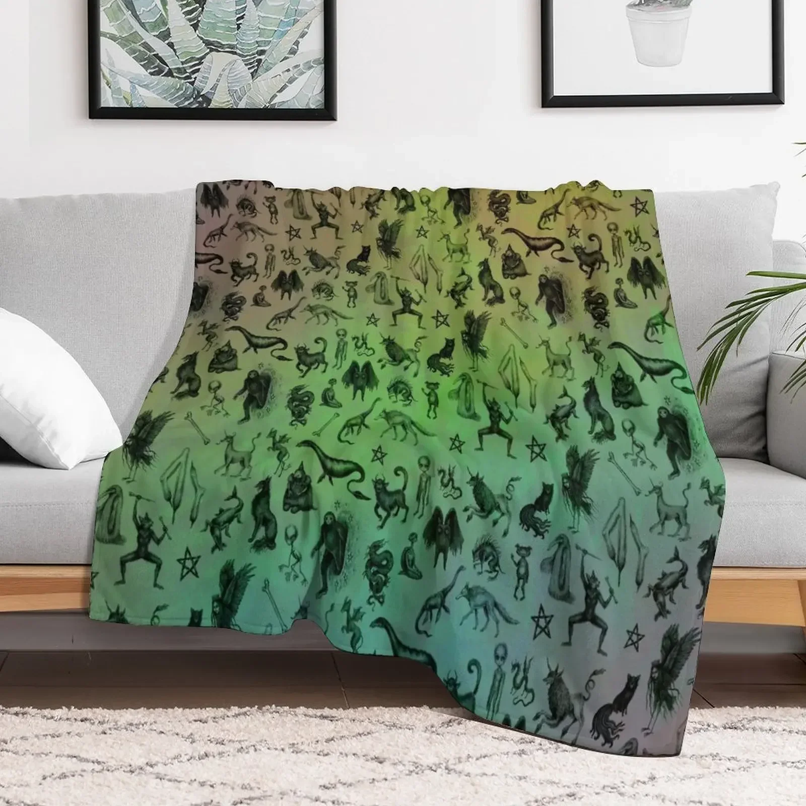 

Rainbow Cryptids Throw Blanket Multi-Purpose Single warm winter Picnic Blankets