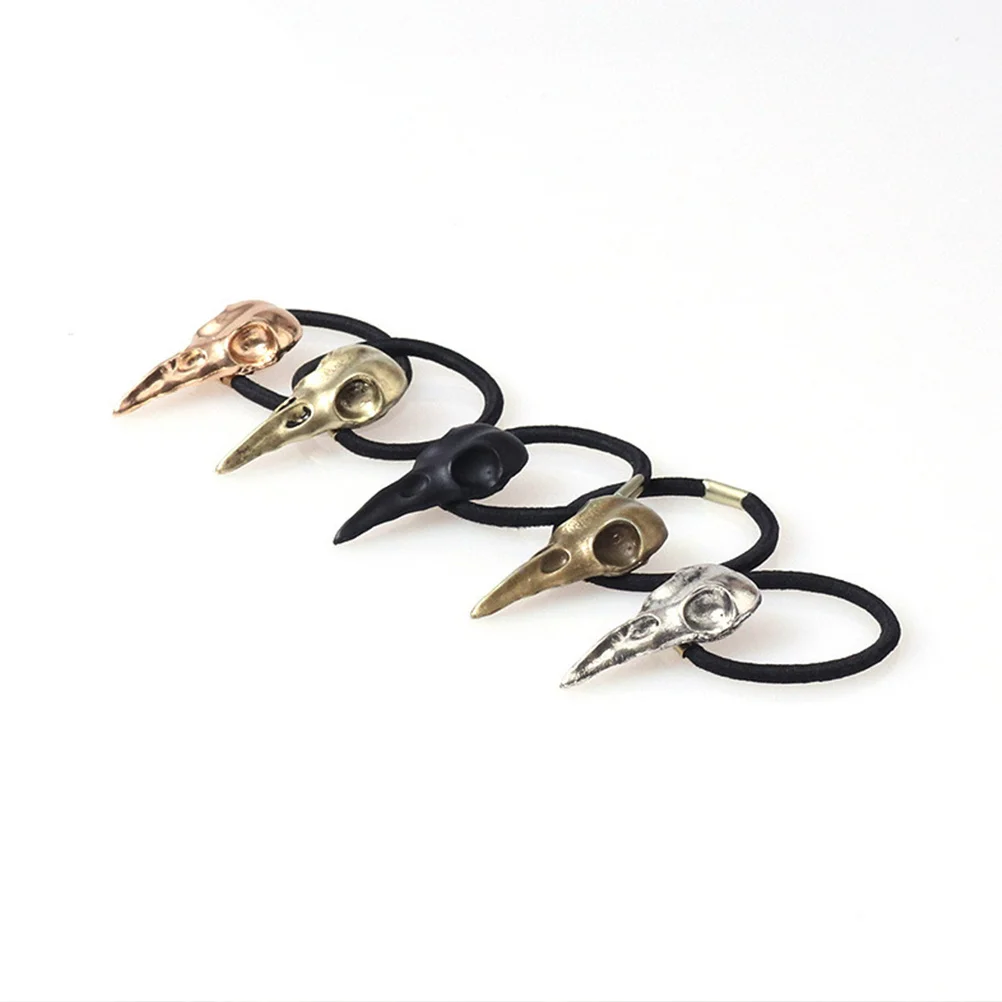 

Metal Crow Skull Band Bronze 5Cm Alloy Halloween Punk Elastic Hair Tie For Women Girls Novelty Hair Accessories