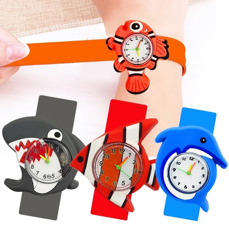 Jam Tangan Anak Laki-laki Kartun Digital Gelang Jam Tangan Anak Elektronik Silikon Anak Perempuan Fashion Slap Snap