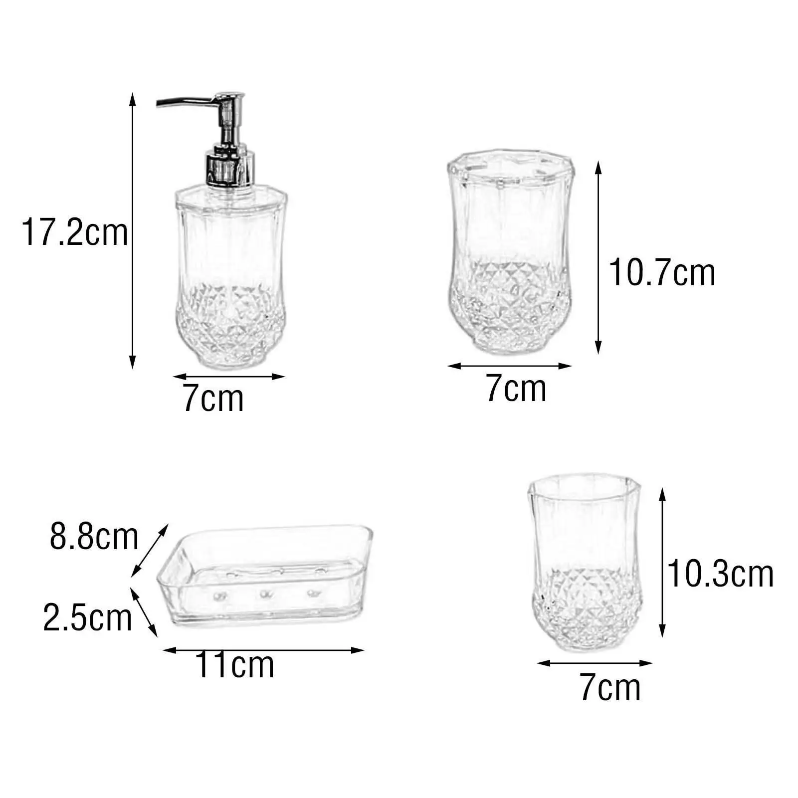 4 Pieces Toothbrush Holder Soap Dispenser Apartment Essentials Acrylic Soap Dish Bathroom Accessories Set for Countertop