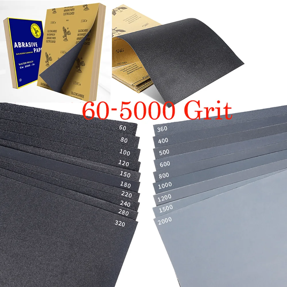 1-20pcs /Set Sandpaper Grit 60-5000 Water/Dry Sand Paper Abrasive Tools 280x230mm Jades And Stones Wood Metal Car Nail Polishing