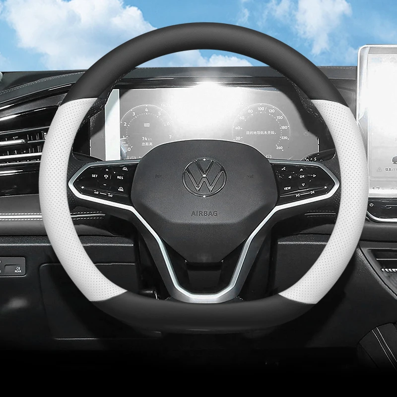 Leather Car Steering Wheel Cover for Volkswagen Tiguan 2015 2016 2017 2018 2019 2020 2021 2022 2023 2024 2025 2026 Accessories view 3