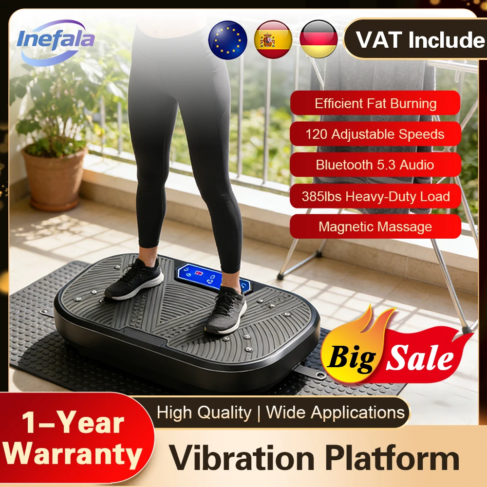 Podofo 120 Geschwindigkeiten Vibrationsplatte Trainingsgerät 385lbs Kapazität Ganzkörper-Trainingsplattform Geräuschlose Fitnessplatte für Zuhause, Fitnessstudio