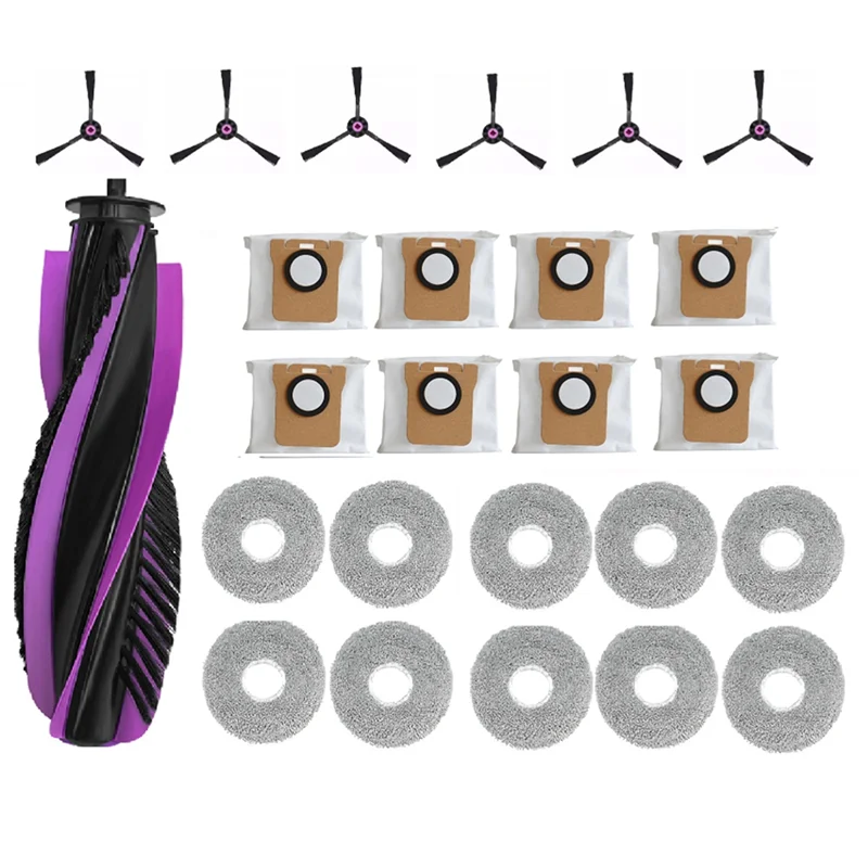 

【BEST WISHES】25 Pcs Roller Side Brush Mop Pad Dust Bag For JONR P20 PRO Vacuum Cleaner Accessories