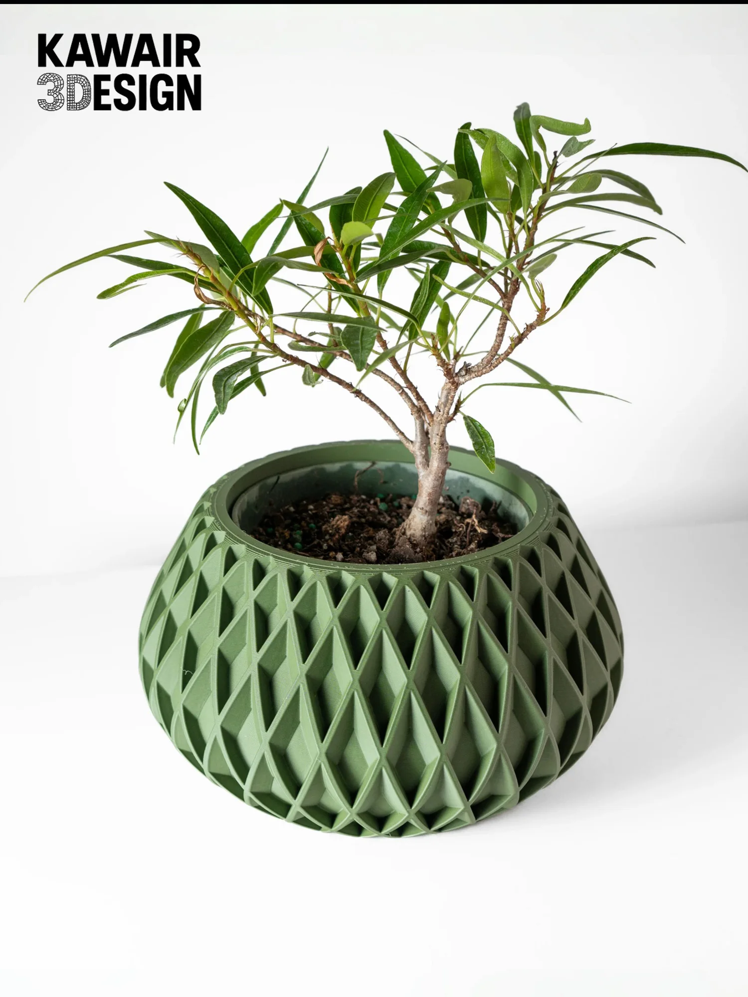 

Sustainable 3D Printed Flower Pot Rhombus Line Texture Square Style Home Decor pots for plants Gift for my wife