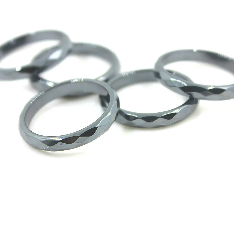 Hematite Ring (1 Piece) Smooth and Fashionable 5A Grade Surface 6mm Black Non-magnetic Men and Women Hematite Ring