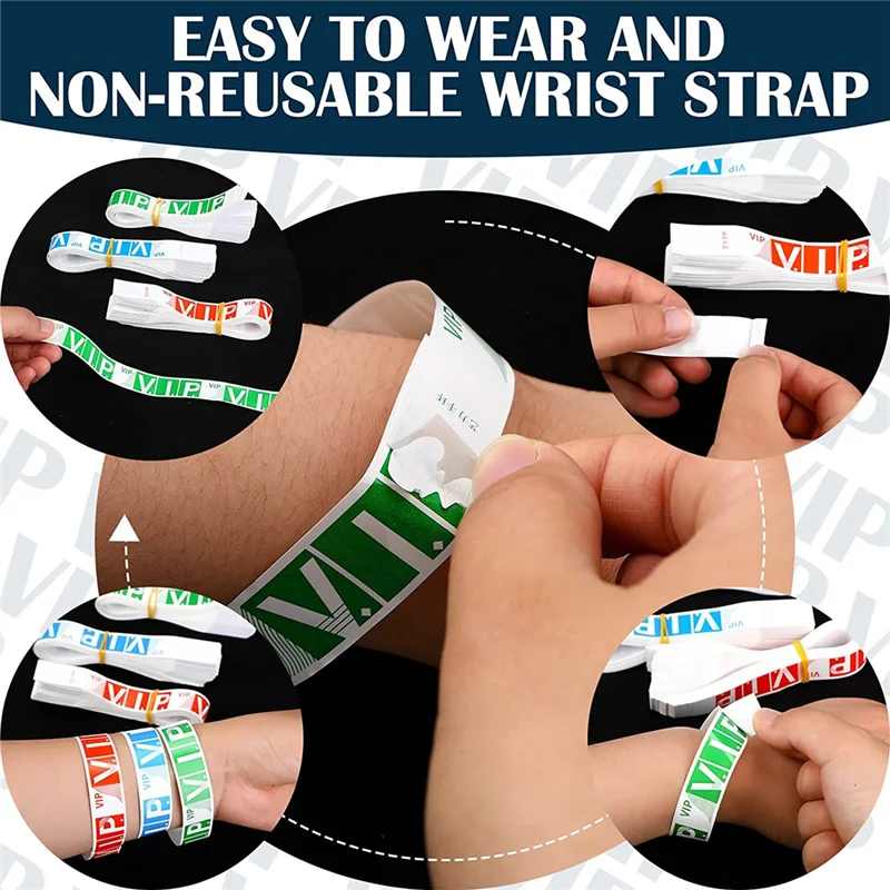 600 حزمة من أساور المعصم VIP للمناسبات المقاومة للماء VIP أساور ورقية VIP للحفلات (أحمر، أزرق، أخضر) ساخن