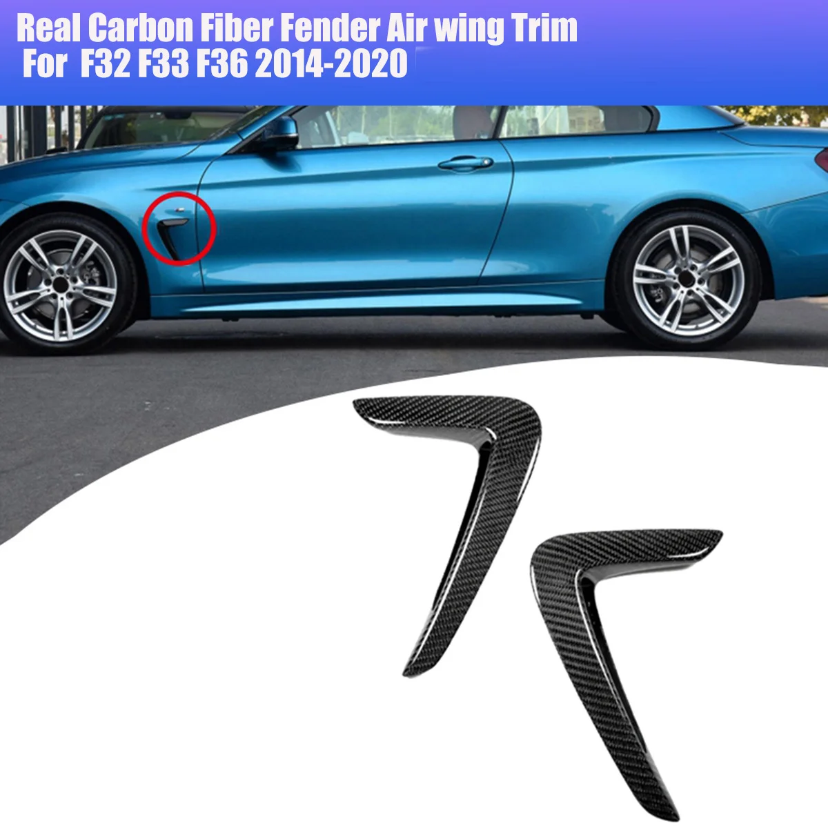 1 Pair Real Carbon Fiber Car Fender Trim Air Wing for BMW F32 F33 F36 2014-2020 Side Body Air Vent Cover Intake Grille