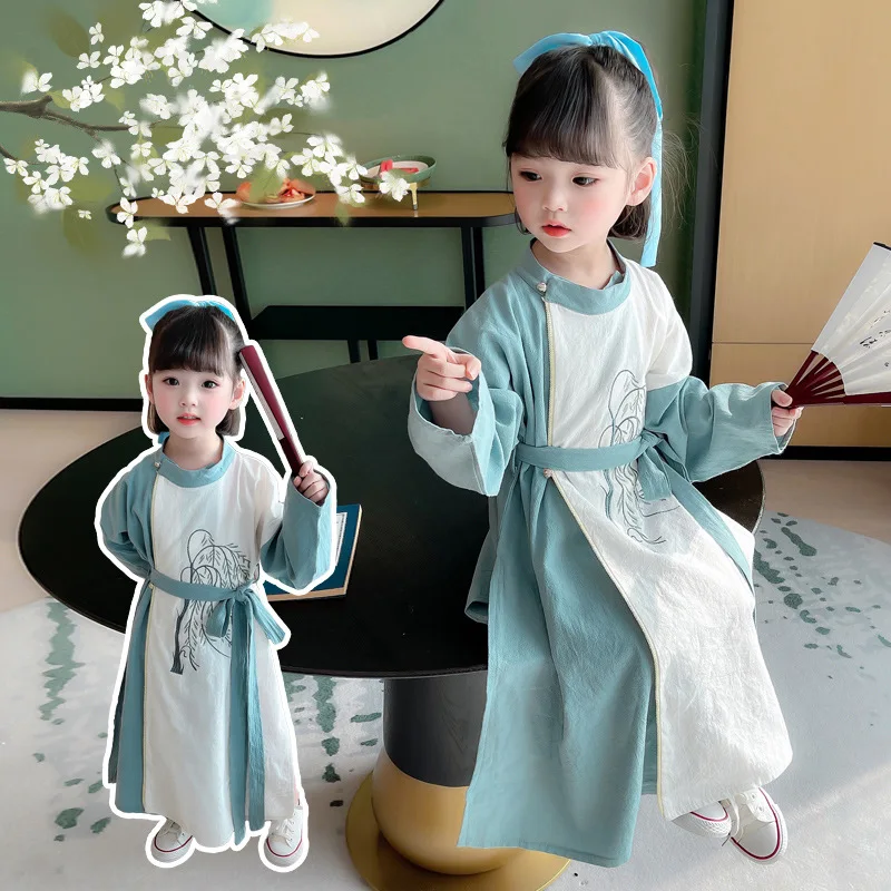 

Spring Autumn Boy And Girl Oriental Ancient Embroidery Hanfu Children Chinese Traditional Dress Performance Role Play Costume