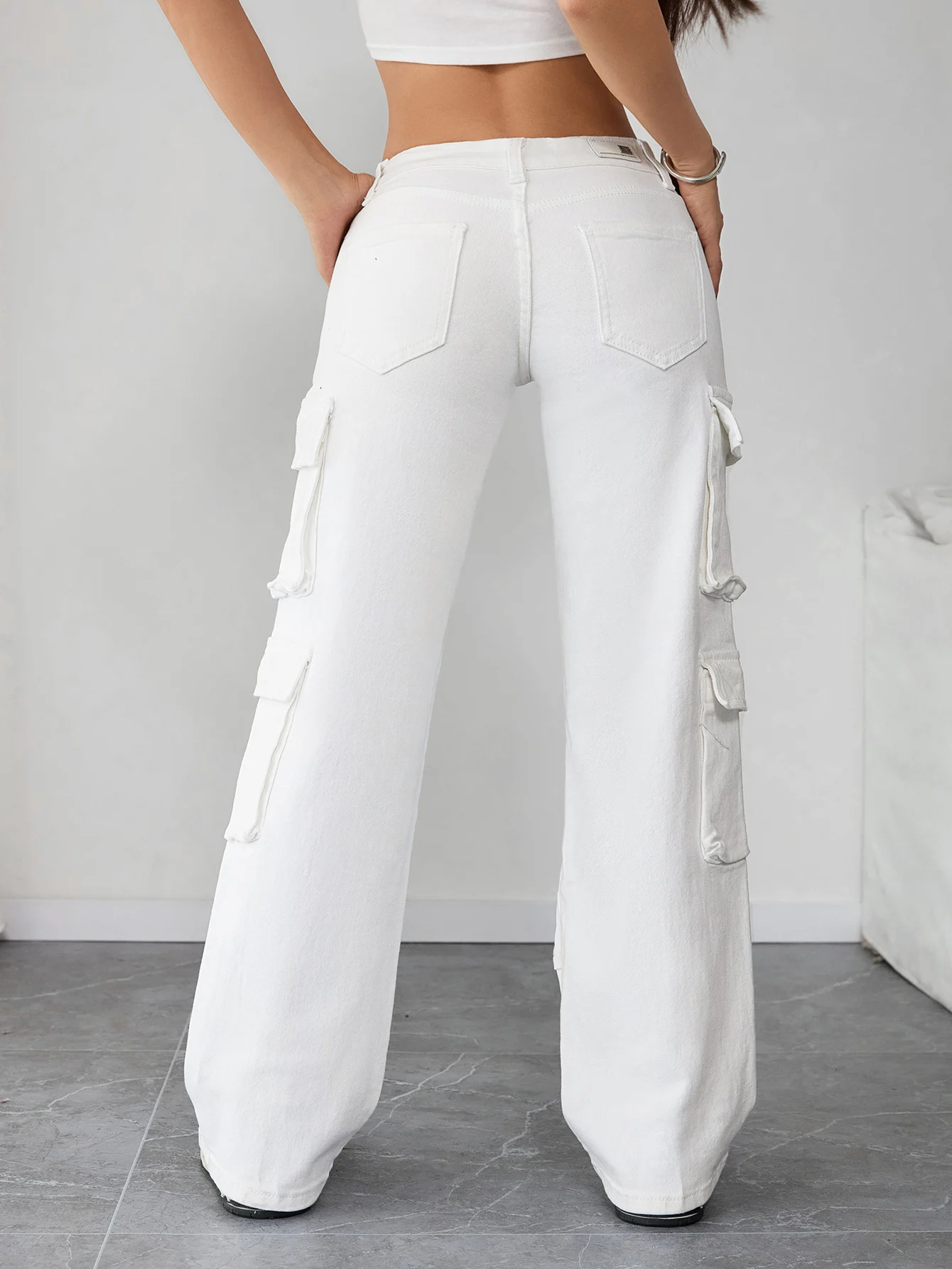 ارتفاع الخصر المرأة البضائع الجينز فضفاض الدنيم السراويل أزياء الشارع الشهير ملابس نسائية غير رسمية #6