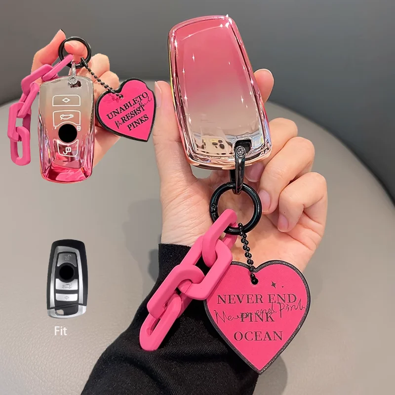 

Sakura Pink Tpu for BMW 1 3 5 7 Series X1 X3 X4 X5 X6 F10 F20 F30 F34 F11 F15 F16 F25 F31 M3 M4 E34 Car Key Case Cover Keyring