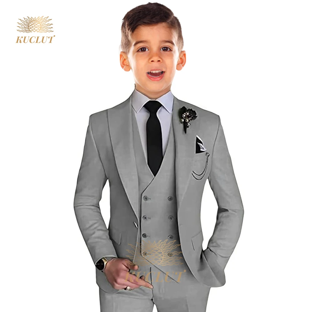 

Boys Suit 3 Pieces Tuxedo Jacket Formal Wedding Ring Bearer Outfits Kids Suit Set Blazer Suit