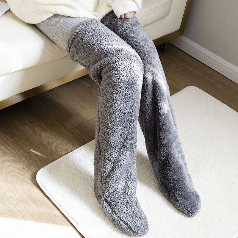 Flannel Long Stockings Winter Thigh High Socks Women Over Knee Long Socks Double-sided Fleece Stockings Socks Plush Leg Warmers