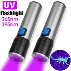 395/365nm UV Flashlight LED Ultraviolet Torch Zoomable Mini Ultra Violet Lights Inspection Lamp Pet Urine Stain Detector Tools