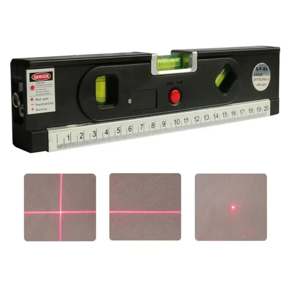 4 in 1 Laser Level Adjustable Fluorescent Blister Vertical Measuring Tape Aligner Metric with Tripod Marking Lines Ruler Tool