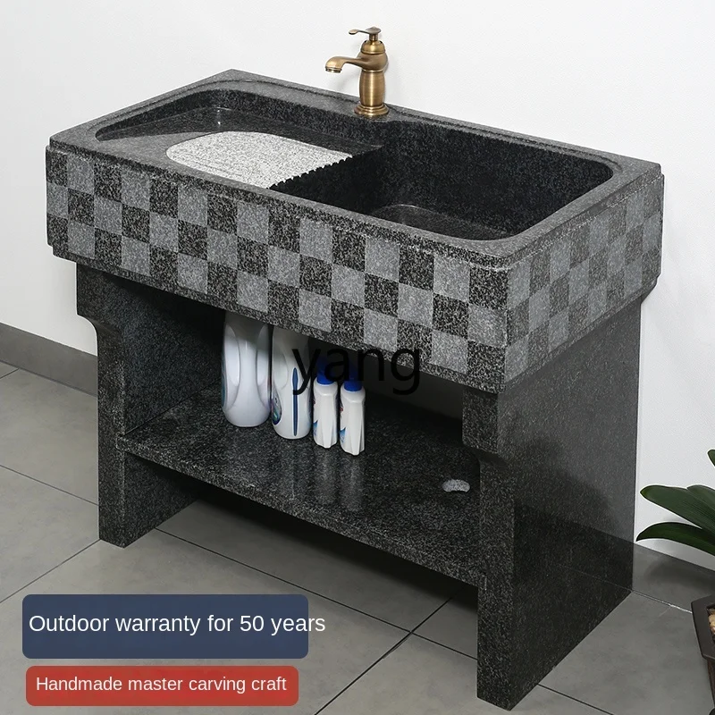 CX Marble Laundry Tub Balcony with Washboard Outdoor Sink Courtyard Stone Home