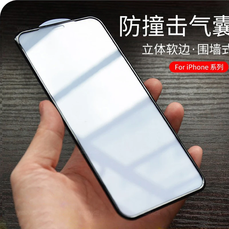 2Pcs 3D Airbag Bumper edge Tempered Glass For iPhone 17 16E 16 15 14 13 12 mini 11 Pro XR X XS MAX 7 8 Plus SE Screen Protector