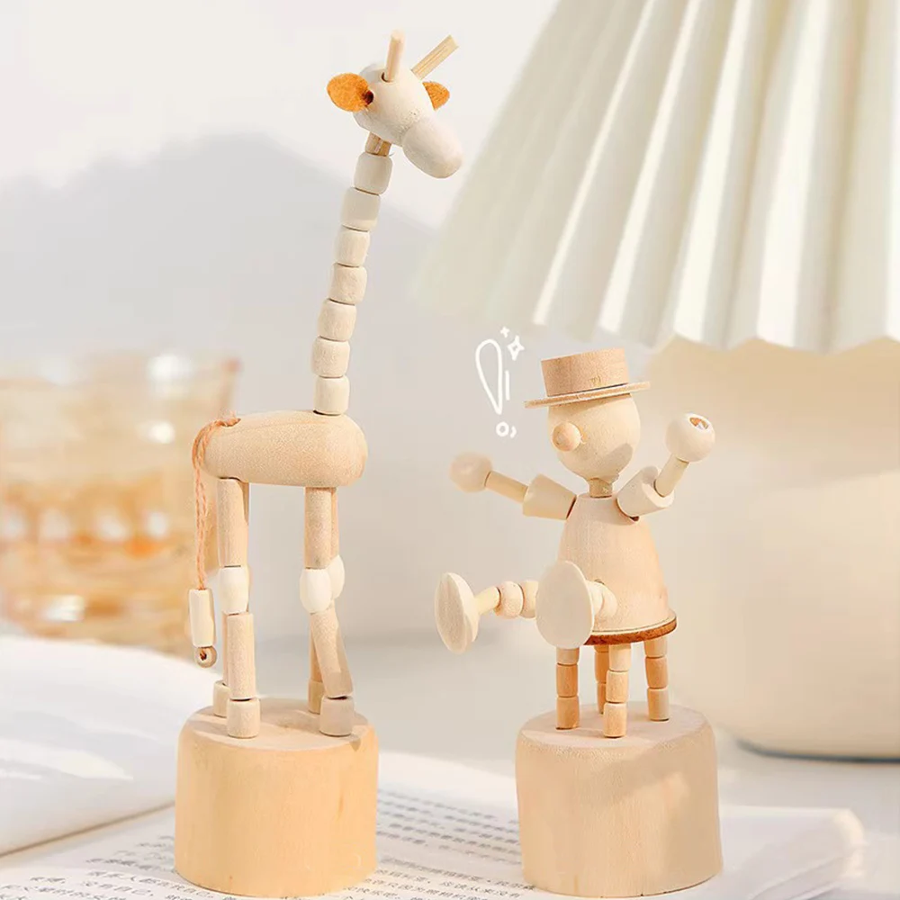 Wooden Animal Ornaments Children'S Puzzle Toys Animal Shape The Joints Can Move Home Tabletop Ornaments Wooden Handicraft