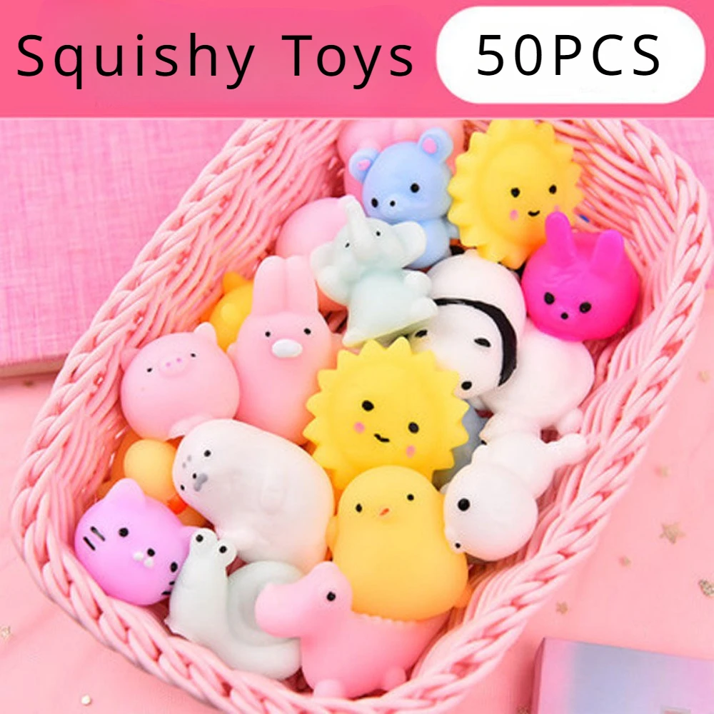 50-5PCS Mochi Squishies Kawaii Anima Squishy Toys For Kids Antistress Ball Squeeze Party Favors Stress Relief Toys For Birthday