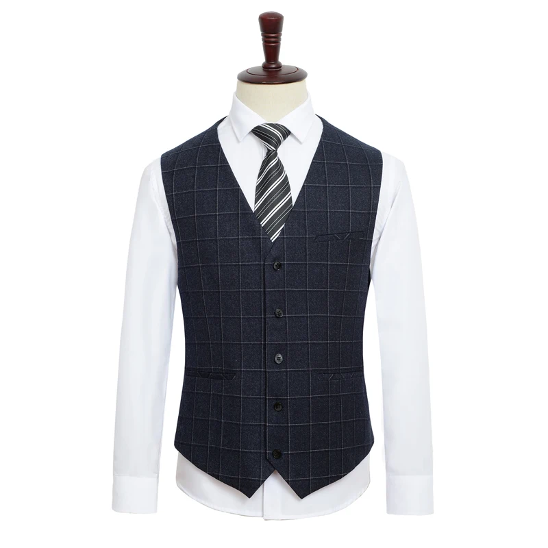 Plaid Men's Suit Vest，sleeveless Jacket with Pockets，fitted Single-breasted，Single Vest，stage Costume，high-quality Wedding Art