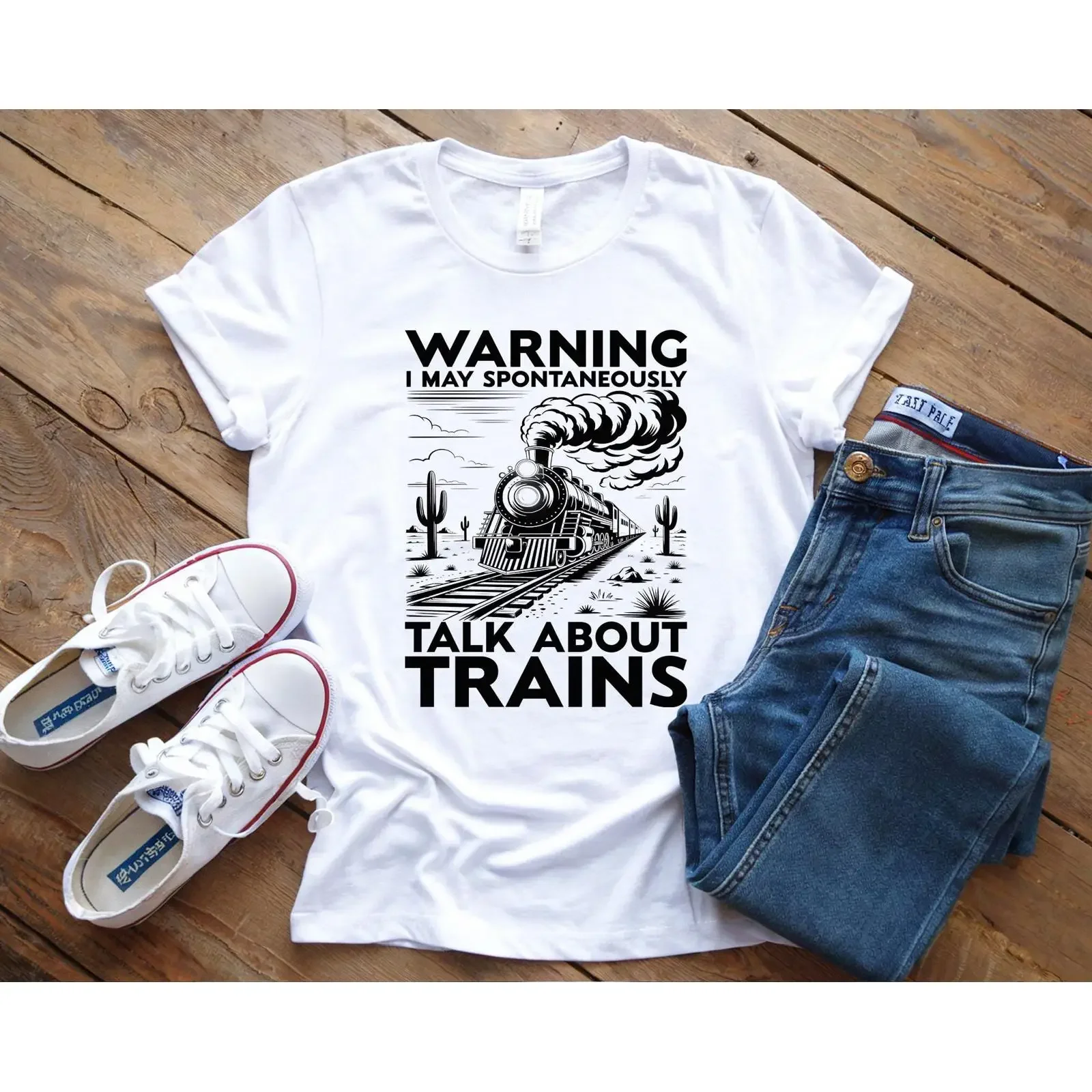 Warning I May Spontaneously Talk About Trains T Shirt Train Lover  vintage Washed Versatile Slightly Breathable Stretched