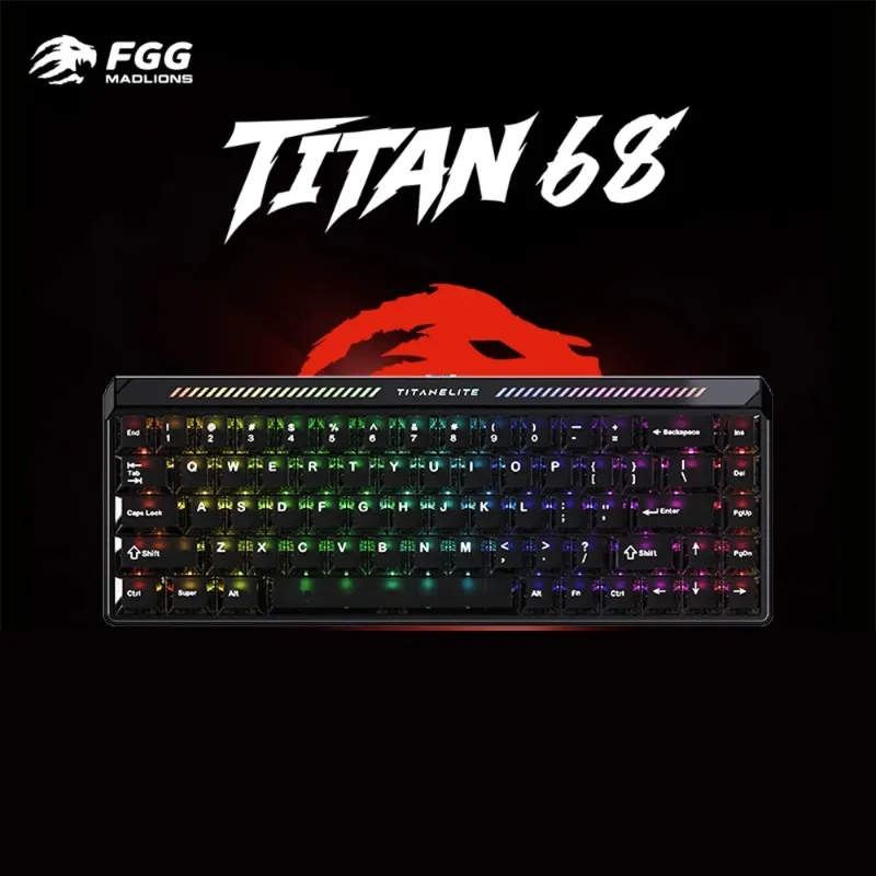 Novo fgg madlions titan68 turbo esports teclado de efeito hall com fio interruptor magnético teclado para jogos 8000hz rt0.001mm acessórios para pc