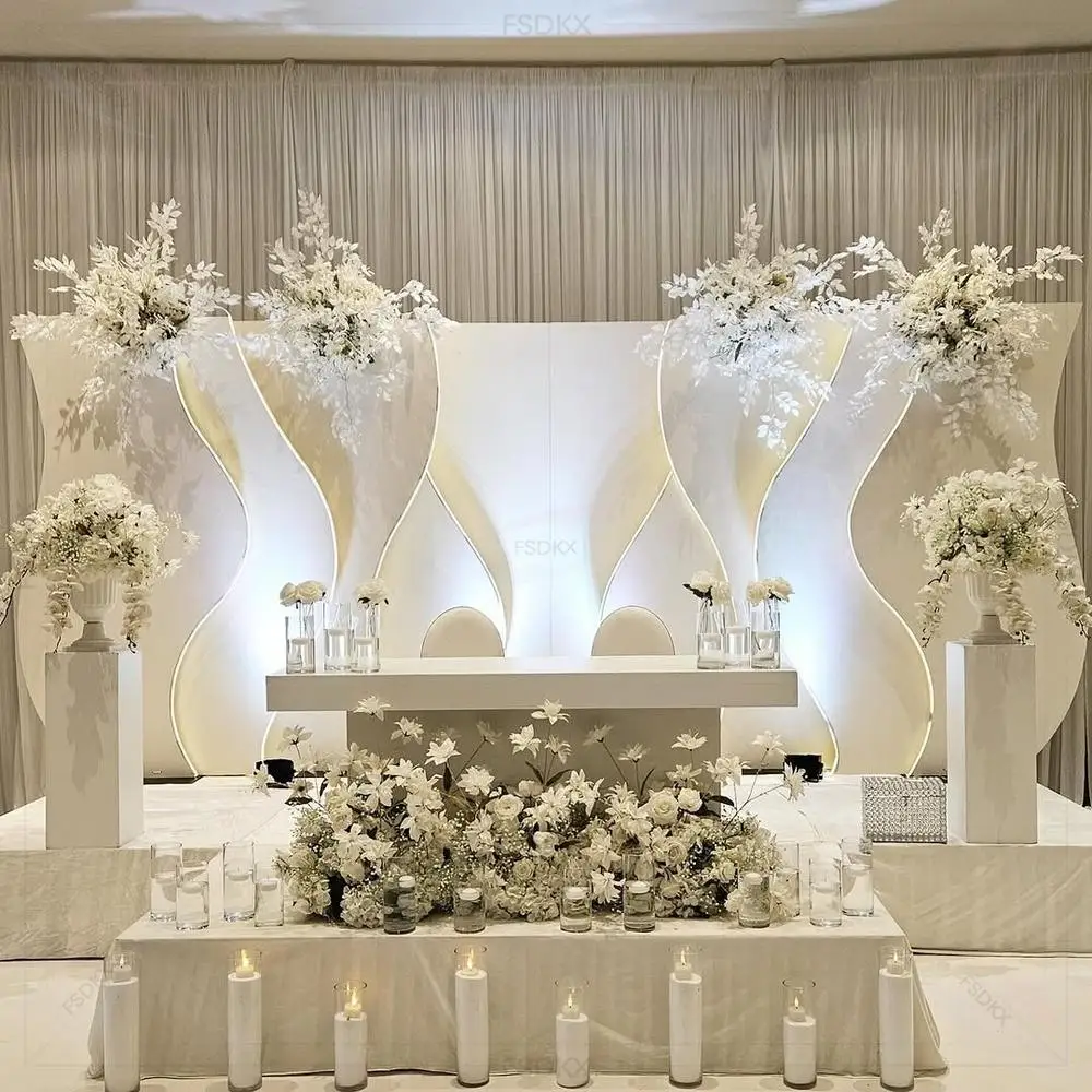 

FSDKX Square Shape Wave Light Acrylic Event Backdrop LED Large Wedding Arch Stand Wall Backdrop with Light Event Decoration