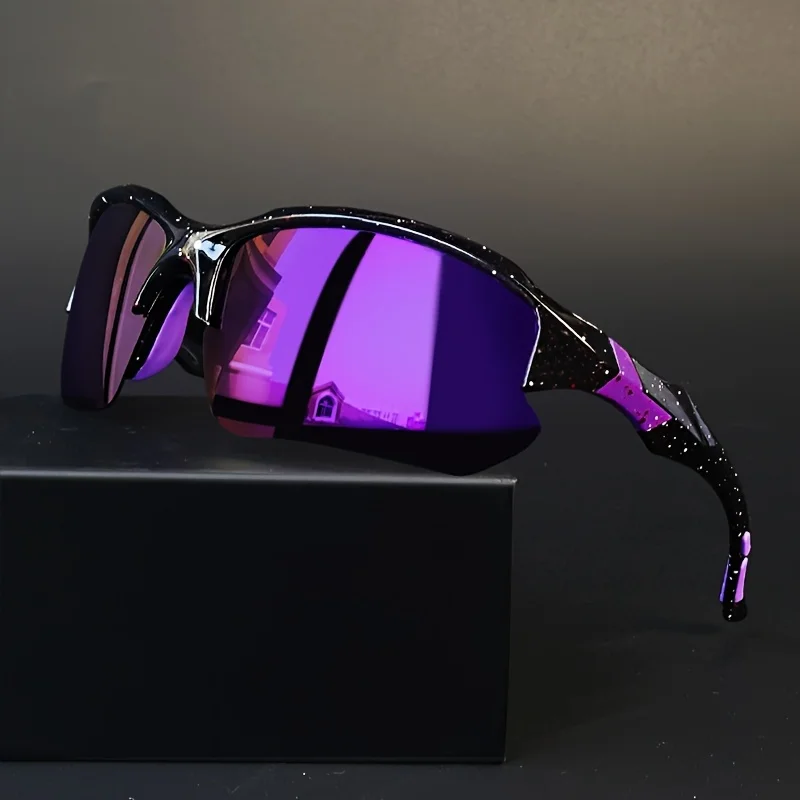 Unisex leichte und langlebige PC-Rahmenlinse, modische Brille, stilvolles lila-schwarzes kontrastierendes Design, geeignet für Freizeitkleidung