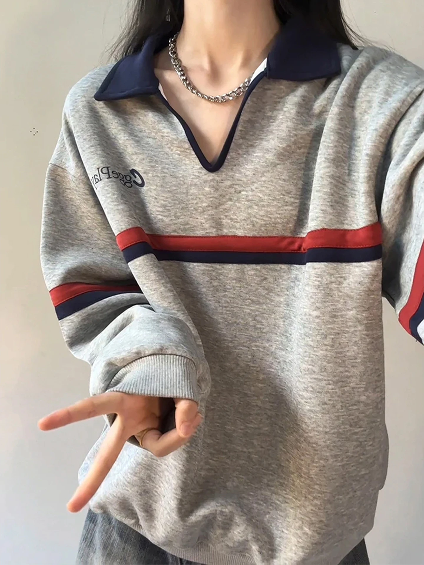 

Мужская толстовка Cleanfit с полуоткрытым V-образным вырезом, в американском ретро-стиле, с высококачественным воротником, осенняя коллекция