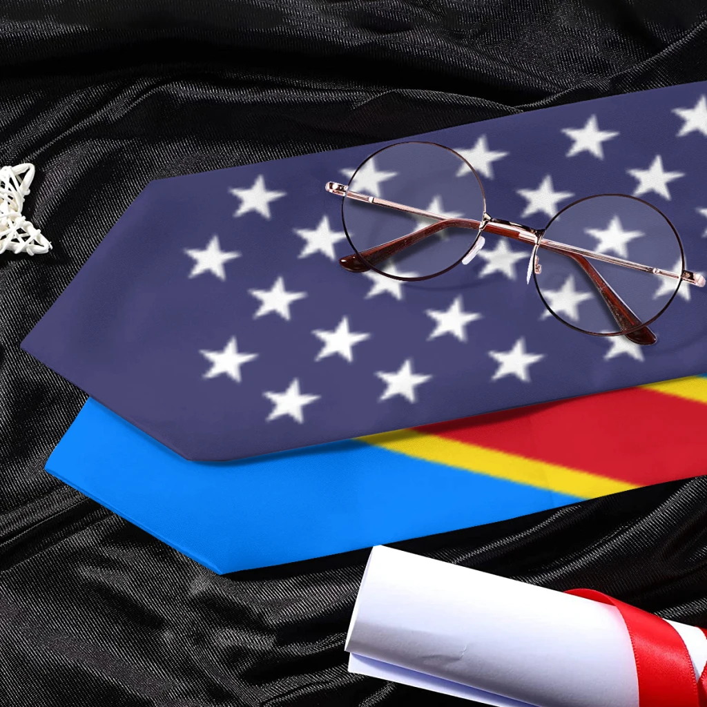 Graduation Sash Democratic Republic of Congo & USA United States Flag Stole Shawls Graduate Scraf International Student Gifts