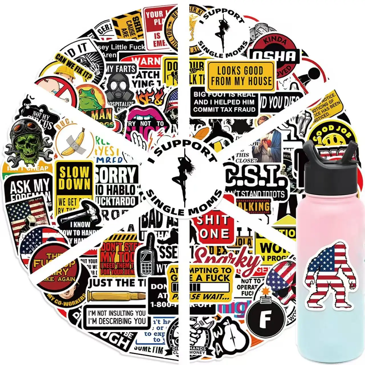 100PCS Funny Safety Hat Stickers Slogan Warn Cartoon Toys Decals DIY Notebook Fridge Helmet Waterproof Graffiti Gifts