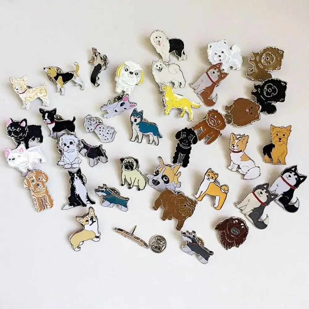 Schoolbag Decoration Cartoon Dog Pet Dog Brooch Animal Husky Dog Animal Enamel Pins Bulldog Funny Cartoon Metal Badge Gift