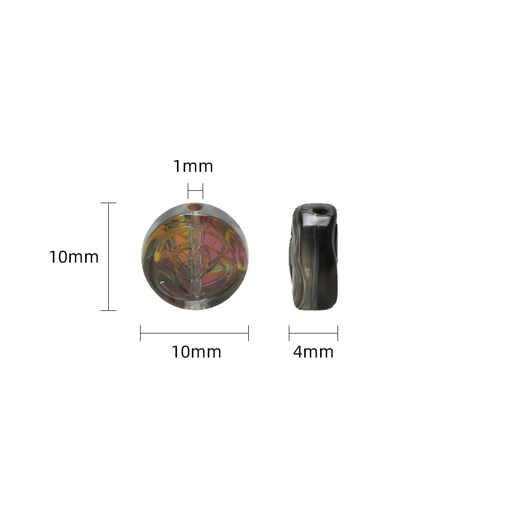 10MM Crystal Rose Beads Round Flat Glass Pendant Beads DIY Hairpin Beaded Bracelet Chain Accessories  Material 30pcs/Pack