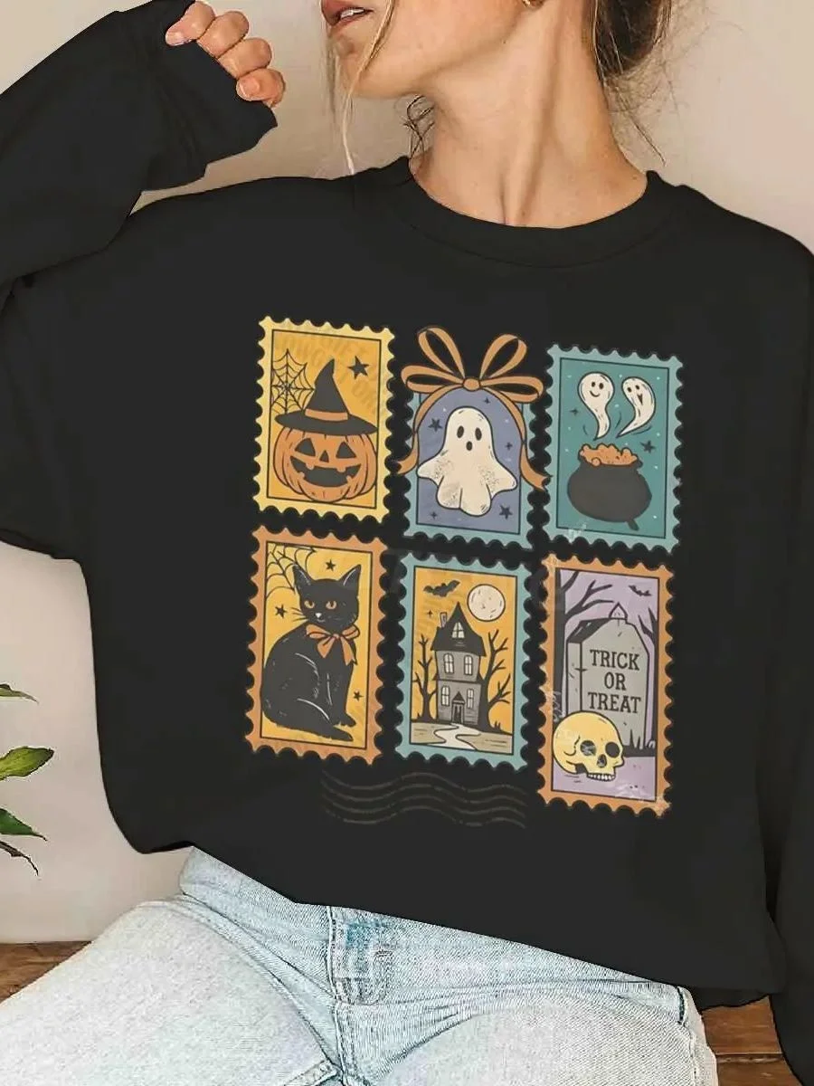 Happy loween – sweat-shirt à capuche fantôme pour femmes, Design effrayant, coupe confortable, entrée d'automne, autre matériau 00%
